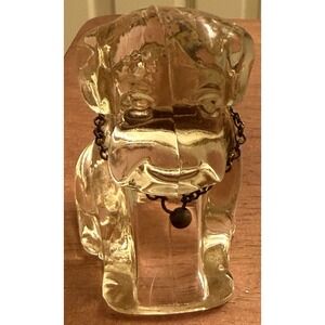 Dog Puppy Vintage 40's Glass‎ Golden Lab Figurine Art Glass W/ Chain Collar